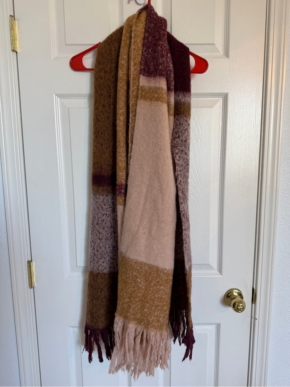 H&M Multicolor Fringe Scarf- Pink, Brown & Burgundy